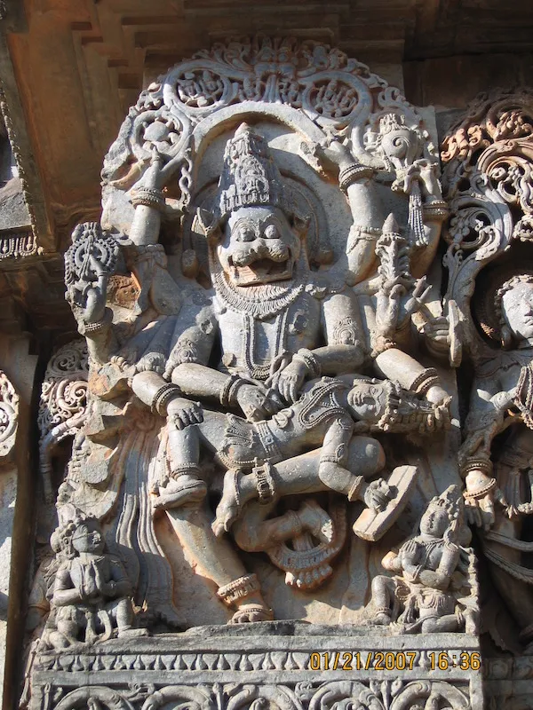 Ancient artwork of Narasimha and Vishnu