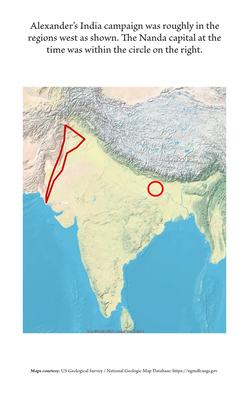Historical map showing the extent of major empires in ancient India.