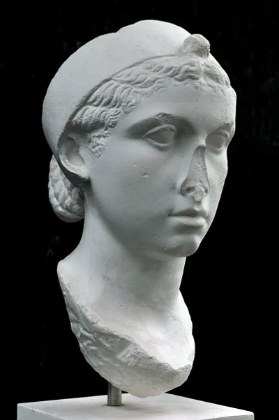 A marble bust of Cleopatra VII housed in the Vatican Museums.