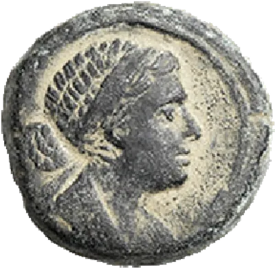 A silver tetradrachm showing a youthful profile of Cleopatra VII.