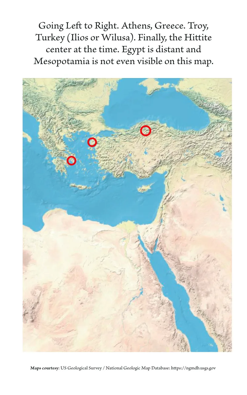 Historical map of the region surrounding ancient Troy.