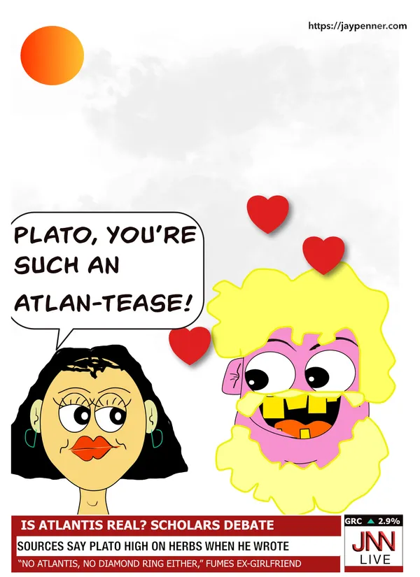 Speculative map of the lost city of Atlantis based on Plato's descriptions.