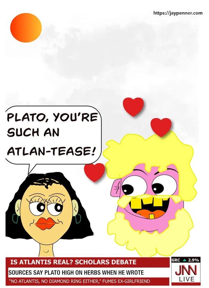 Speculative map of the lost city of Atlantis based on Plato's descriptions.